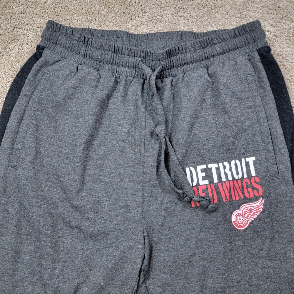 Sideline Apparel NHL Detroit Red Wings Mens Grey Jogger Sweatpants Size Medium